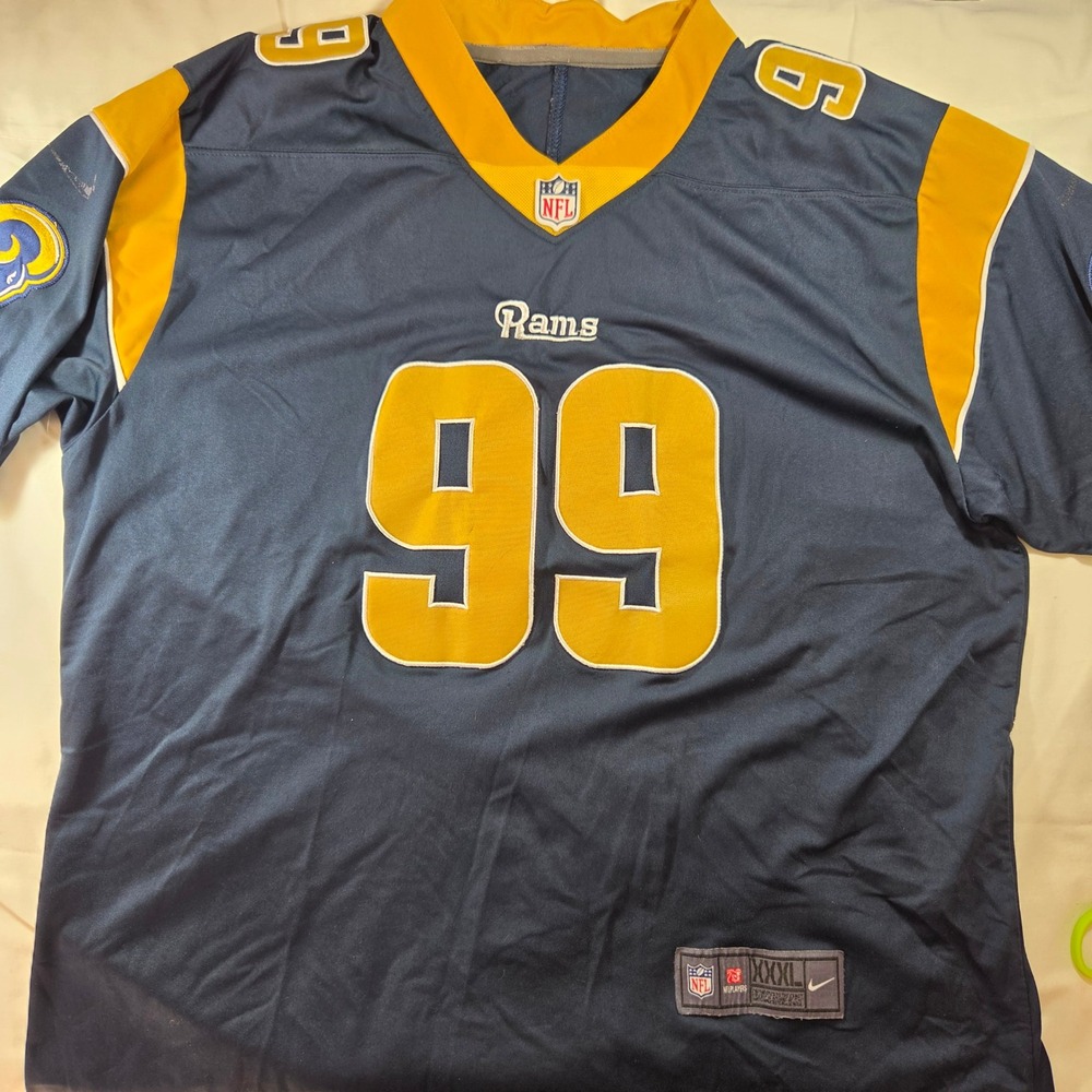 Nike NFL Los Angeles Rams Aaron Donald 99 Jersey Navy Blue Gold Mens XXXL
